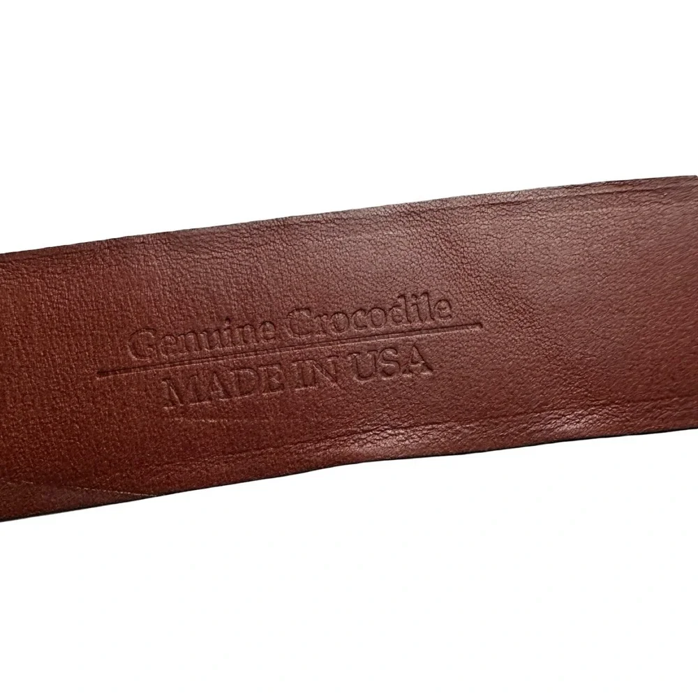 Bespoke Brown Genuine Crocodile Mens 1.25 Inch Belt Size 34 Made in USA
